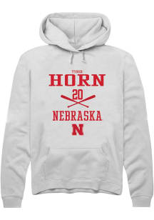 Tyner Horn  Rally Nebraska Cornhuskers Mens White NIL Sport Icon Long Sleeve Hoodie