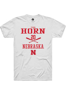 Tyner Horn  Nebraska Cornhuskers White Rally NIL Sport Icon Short Sleeve T Shirt