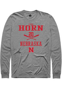 Tyner Horn  Nebraska Cornhuskers Graphite Rally NIL Sport Icon Long Sleeve T Shirt