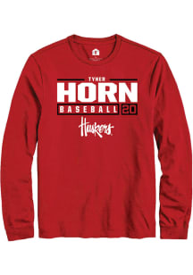 Tyner Horn  Nebraska Cornhuskers Red Rally NIL Stacked Box Long Sleeve T Shirt