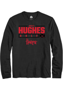 Rhett Hughes  Nebraska Cornhuskers Black Rally NIL Stacked Box Long Sleeve T Shirt