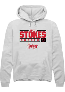 Rhett Stokes  Rally Nebraska Cornhuskers Mens White NIL Stacked Box Long Sleeve Hoodie