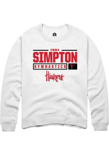 Emma Simpton  Rally Nebraska Cornhuskers Mens White NIL Stacked Box Long Sleeve Crew Sweatshirt