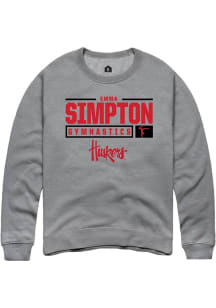 Emma Simpton  Rally Nebraska Cornhuskers Mens Graphite NIL Stacked Box Long Sleeve Crew Sweatshirt