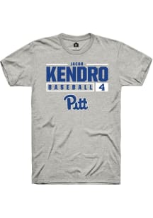 Jacob Kendro  Pitt Panthers Ash Rally NIL Stacked Box Short Sleeve T Shirt