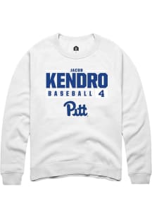 Jacob Kendro  Rally Pitt Panthers Mens White NIL Stacked Box Long Sleeve Crew Sweatshirt