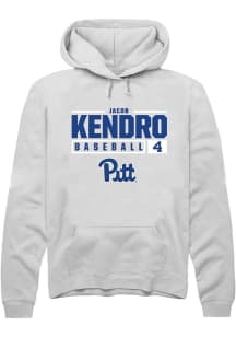 Jacob Kendro  Rally Pitt Panthers Mens White NIL Stacked Box Long Sleeve Hoodie