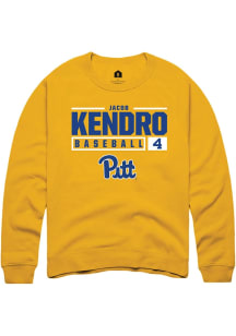 Jacob Kendro  Rally Pitt Panthers Mens Gold NIL Stacked Box Long Sleeve Crew Sweatshirt