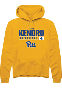 Jacob Kendro  Rally Pitt Panthers Mens Gold NIL Stacked Box Long Sleeve Hoodie