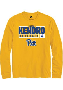 Jacob Kendro  Pitt Panthers Gold Rally NIL Stacked Box Long Sleeve T Shirt