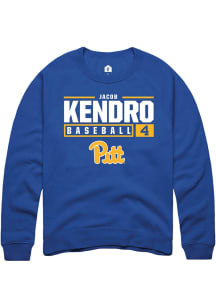 Jacob Kendro  Rally Pitt Panthers Mens Blue NIL Stacked Box Long Sleeve Crew Sweatshirt