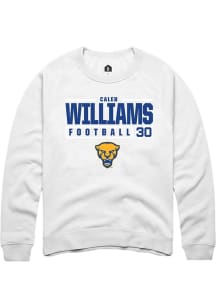 Caleb Williams  Rally Pitt Panthers Mens White NIL Stacked Box Long Sleeve Crew Sweatshirt