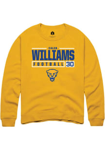 Caleb Williams  Rally Pitt Panthers Mens Gold NIL Stacked Box Long Sleeve Crew Sweatshirt