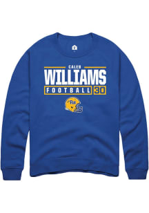 Caleb Williams  Rally Pitt Panthers Mens Blue NIL Stacked Box Long Sleeve Crew Sweatshirt