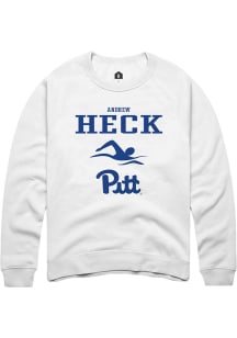 Andrew Heck  Rally Pitt Panthers Mens White NIL Sport Icon Long Sleeve Crew Sweatshirt
