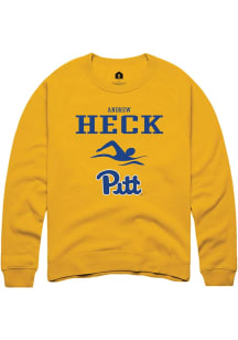 Andrew Heck  Rally Pitt Panthers Mens Gold NIL Sport Icon Long Sleeve Crew Sweatshirt