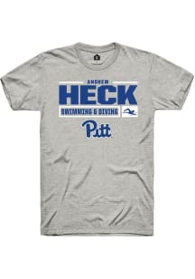 Andrew Heck  Pitt Panthers Ash Rally NIL Stacked Box Short Sleeve T Shirt