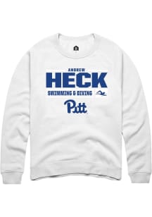 Andrew Heck  Rally Pitt Panthers Mens White NIL Stacked Box Long Sleeve Crew Sweatshirt