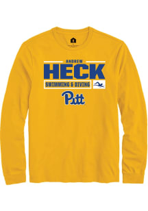 Andrew Heck  Pitt Panthers Gold Rally NIL Stacked Box Long Sleeve T Shirt