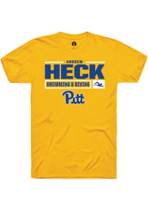Andrew Heck  Pitt Panthers Gold Rally NIL Stacked Box Short Sleeve T Shirt