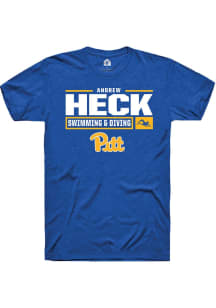 Andrew Heck  Pitt Panthers Blue Rally NIL Stacked Box Short Sleeve T Shirt