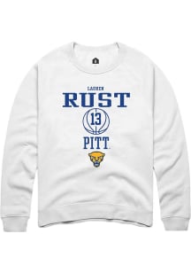 Lauren Rust  Rally Pitt Panthers Mens White NIL Sport Icon Long Sleeve Crew Sweatshirt