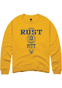 Lauren Rust  Rally Pitt Panthers Mens Gold NIL Sport Icon Long Sleeve Crew Sweatshirt