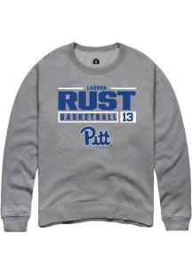 Lauren Rust  Rally Pitt Panthers Mens Graphite NIL Stacked Box Long Sleeve Crew Sweatshirt