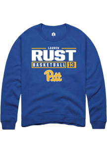 Lauren Rust  Rally Pitt Panthers Mens Blue NIL Stacked Box Long Sleeve Crew Sweatshirt