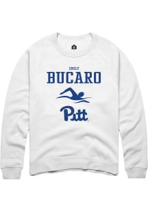 Emily Bucaro  Rally Pitt Panthers Mens White NIL Sport Icon Long Sleeve Crew Sweatshirt