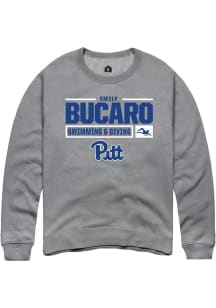 Emily Bucaro  Rally Pitt Panthers Mens Graphite NIL Stacked Box Long Sleeve Crew Sweatshirt