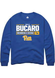 Emily Bucaro  Rally Pitt Panthers Mens Blue NIL Stacked Box Long Sleeve Crew Sweatshirt