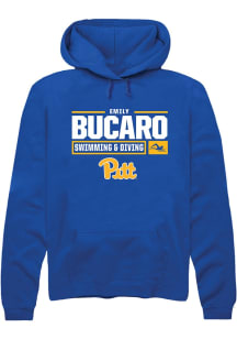 Emily Bucaro  Rally Pitt Panthers Mens Blue NIL Stacked Box Long Sleeve Hoodie