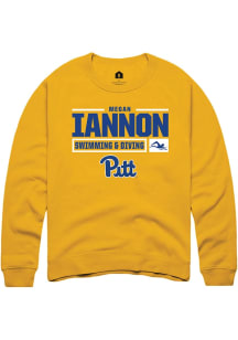 Megan Iannon  Rally Pitt Panthers Mens Gold NIL Stacked Box Long Sleeve Crew Sweatshirt
