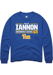 Megan Iannon  Rally Pitt Panthers Mens Blue NIL Stacked Box Long Sleeve Crew Sweatshirt