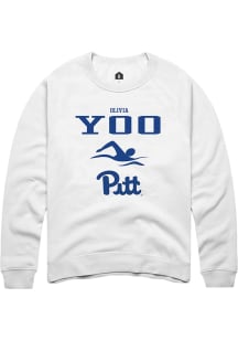 Olivia Yoo  Rally Pitt Panthers Mens White NIL Sport Icon Long Sleeve Crew Sweatshirt