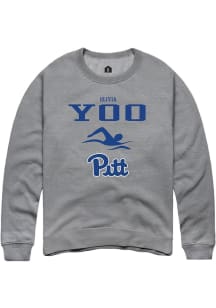 Olivia Yoo  Rally Pitt Panthers Mens Graphite NIL Sport Icon Long Sleeve Crew Sweatshirt