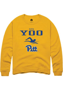 Olivia Yoo  Rally Pitt Panthers Mens Gold NIL Sport Icon Long Sleeve Crew Sweatshirt