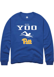 Olivia Yoo  Rally Pitt Panthers Mens Blue NIL Sport Icon Long Sleeve Crew Sweatshirt