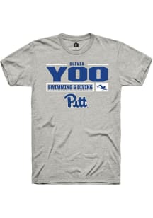 Olivia Yoo  Pitt Panthers Ash Rally NIL Stacked Box Short Sleeve T Shirt