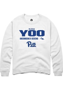 Olivia Yoo  Rally Pitt Panthers Mens White NIL Stacked Box Long Sleeve Crew Sweatshirt