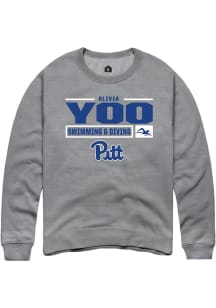 Olivia Yoo  Rally Pitt Panthers Mens Graphite NIL Stacked Box Long Sleeve Crew Sweatshirt