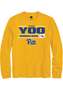 Olivia Yoo  Pitt Panthers Gold Rally NIL Stacked Box Long Sleeve T Shirt