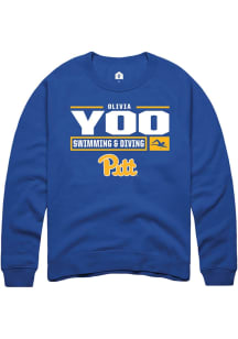 Olivia Yoo  Rally Pitt Panthers Mens Blue NIL Stacked Box Long Sleeve Crew Sweatshirt