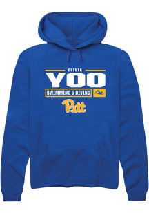 Olivia Yoo  Rally Pitt Panthers Mens Blue NIL Stacked Box Long Sleeve Hoodie