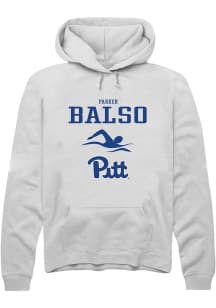 Parker Del Balso  Rally Pitt Panthers Mens White NIL Sport Icon Long Sleeve Hoodie