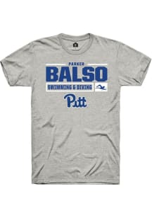 Parker Del Balso  Pitt Panthers Ash Rally NIL Stacked Box Short Sleeve T Shirt