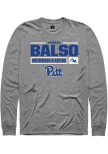 Parker Del Balso  Pitt Panthers Graphite Rally NIL Stacked Box Long Sleeve T Shirt