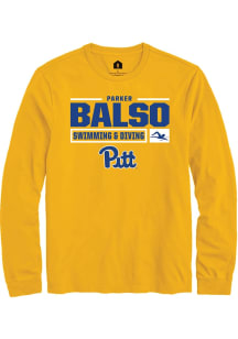 Parker Del Balso  Pitt Panthers Gold Rally NIL Stacked Box Long Sleeve T Shirt