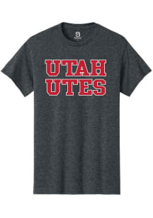 Summit Sportswear Utah Utes Charcoal Straight Block Short Sleeve T Shirt